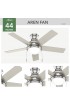 | Hunter Aren 44-in Brushed Nickel LED Indoor Flush Mount Ceiling Fan with Light (5-Blade) - MM22176