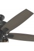 | Hunter Bennett 52-in Matte Black LED Indoor Downrod or Flush Mount Ceiling Fan with Light Remote (5-Blade) - OT74602