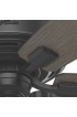 | Hunter Bennett 52-in Matte Black LED Indoor Downrod or Flush Mount Ceiling Fan with Light Remote (5-Blade) - OT74602