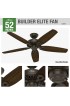 | Hunter Builder Elite 52-in New Bronze Indoor/Outdoor Downrod or Flush Mount Ceiling Fan (5-Blade) - PZ79580