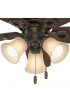 | Hunter Builder Low Pro 42-in New Bronze LED Indoor Flush Mount Ceiling Fan with Light (5-Blade) - WU61697
