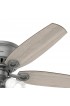 | Hunter Builder Plus 52-in Matte Silver LED Indoor Flush Mount Ceiling Fan with Light (5-Blade) - HX68181