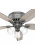 | Hunter Builder Plus 52-in Matte Silver LED Indoor Flush Mount Ceiling Fan with Light (5-Blade) - HX68181