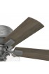 | Hunter Crestfield 42-in Matte Silver LED Indoor Flush Mount Ceiling Fan with Light (5-Blade) - QU19517