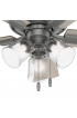 | Hunter Crestfield 42-in Matte Silver LED Indoor Flush Mount Ceiling Fan with Light (5-Blade) - QU19517