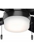 | Hunter Crossfield 54-in Matte Black LED Indoor Downrod or Flush Mount Ceiling Fan with Light (4-Blade) - MS15286