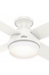 | Hunter Dempsey 44-in Fresh White LED Indoor/Outdoor Flush Mount Ceiling Fan with Light Remote (4-Blade) - PV55995