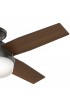 | Hunter Dempsey 44-in Noble Bronze LED Indoor Flush Mount Ceiling Fan with Light Remote (4-Blade) - MI60430