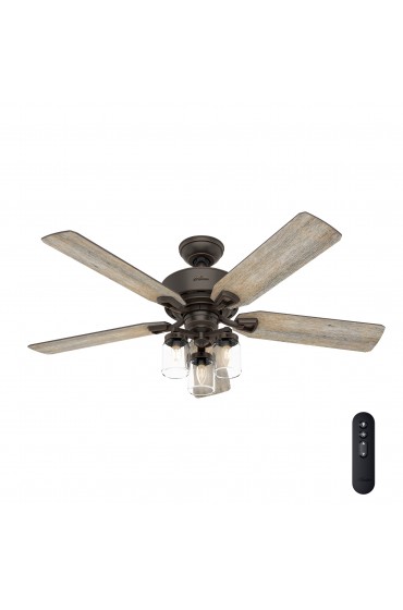 | Hunter Devon Park 52-in Onyx Bengal Bronze LED Indoor Downrod or Flush Mount Ceiling Fan with Light Remote (5-Blade) - CK82508
