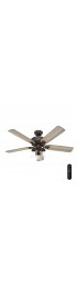 | Hunter Devon Park 52-in Onyx Bengal Bronze LED Indoor Downrod or Flush Mount Ceiling Fan with Light Remote (5-Blade) - CK82508