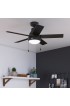 | Hunter Elliston 44-in Natural Iron LED Indoor Downrod or Flush Mount Ceiling Fan with Light (5-Blade) - GB27628