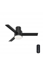 | Hunter Gilmour 44-in Matte Black LED Indoor/Outdoor Flush Mount Ceiling Fan with Light Remote (3-Blade) - GU76202