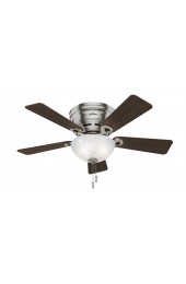 | Hunter Haskell 42-in Brushed Nickel LED Indoor Flush Mount Ceiling Fan with Light (5-Blade) - SU12056