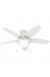 | Hunter Lilliana 44-in Fresh White LED Indoor Flush Mount Ceiling Fan with Light (5-Blade) - IH68018