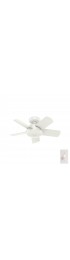 | Hunter Omnia 30-in Fresh White Indoor/Outdoor Ceiling Fan Wall-mounted with Remote (5-Blade) - XQ55698