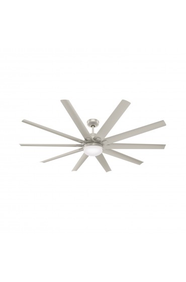 | Hunter Overton 72-in Matte Nickel LED Indoor/Outdoor Downrod or Flush Mount Ceiling Fan with Light Wall-mounted (10-Blade) - SS35410