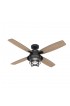 | Hunter Port Royale LED 52-in Natural Iron LED Indoor/Outdoor Ceiling Fan with Light Remote (4-Blade) - QU12337