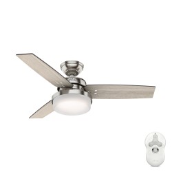 | Hunter Sentinel 44-in Brushed Nickel LED Indoor Ceiling Fan with Light Remote (3-Blade) - GE79800