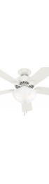 | Hunter Swanson 52-in Fresh White LED Indoor Ceiling Fan with Light (5-Blade) - KO90940