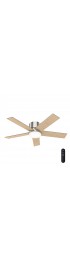 | Hunter Vicinity 52-in Brushed Nickel LED Indoor Flush Mount Ceiling Fan with Light Remote (5-Blade) - FM46172