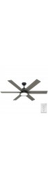 | Hunter Warrant 60-in Matte Black LED Indoor Ceiling Fan with Light Wall-mounted Remote (6-Blade) - WG80366