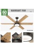 | Hunter Warrant 60-in Noble Bronze LED Indoor Downrod or Flush Mount Ceiling Fan with Light Wall-mounted Remote (6-Blade) - UD44628