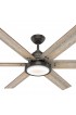 | Hunter Warrant 60-in Noble Bronze LED Indoor Downrod or Flush Mount Ceiling Fan with Light Wall-mounted Remote (6-Blade) - UD44628