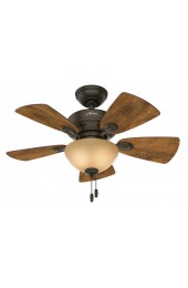 | Hunter Watson 34-in New Bronze LED Indoor Downrod or Flush Mount Ceiling Fan with Light (5-Blade) - VQ65953