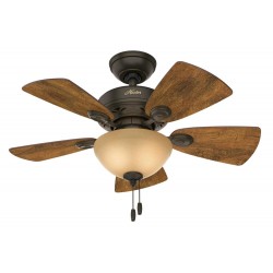 | Hunter Watson 34-in New Bronze LED Indoor Downrod or Flush Mount Ceiling Fan with Light (5-Blade) - VQ65953