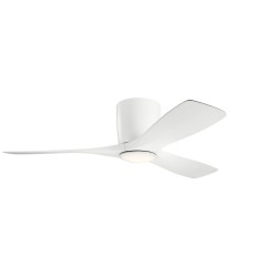 | Kichler Volos 48-in Matte White Indoor Flush Mount Ceiling Fan with Light Wall-mounted (3-Blade) - HU57545