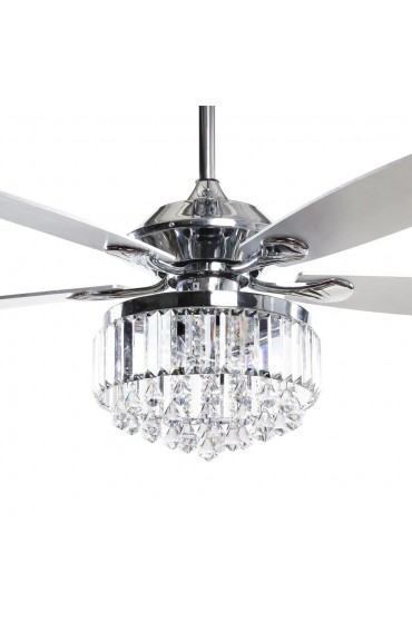 | Matrix Decor Fandelier 52-in Chrome LED Indoor Chandelier Ceiling Fan with Light Remote (5-Blade) - FE59821