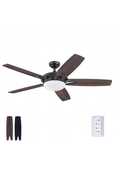 | Prominence Home Clancy 52-in Matte Black LED Indoor Ceiling Fan with Light Remote (5-Blade) - QT09923