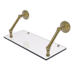 Bathroom Shelves| Allied Brass Prestige Que New Unlacquered Brass 1-Tier Brass Wall Mount Bathroom Shelf - PJ86770