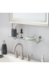 Bathroom Shelves| NEU Home Satin Nickel 1-Tier Glass Wall Mount Bathroom Shelf - MV28659