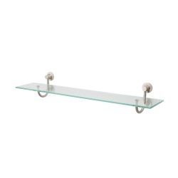 Bathroom Shelves| NEU Home Satin Nickel 1-Tier Glass Wall Mount Bathroom Shelf - MV28659