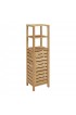 Linen Cabinets| Linon Bracken Mid Cabinet 13-in W x 46.5-in H x 11-in D Natural Bamboo Wood Freestanding Linen Cabinet - LD09615