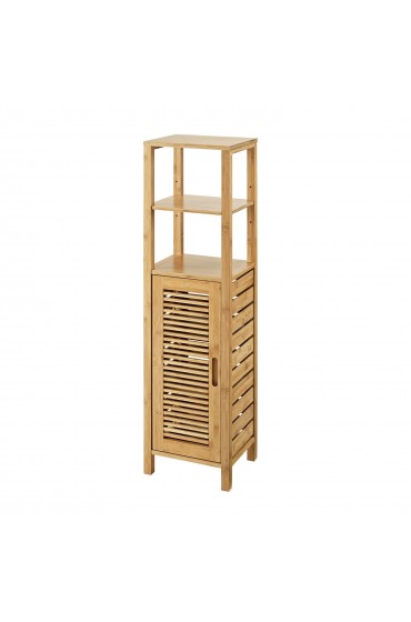 Linen Cabinets| Linon Bracken Mid Cabinet 13-in W x 46.5-in H x 11-in D Natural Bamboo Wood Freestanding Linen Cabinet - LD09615