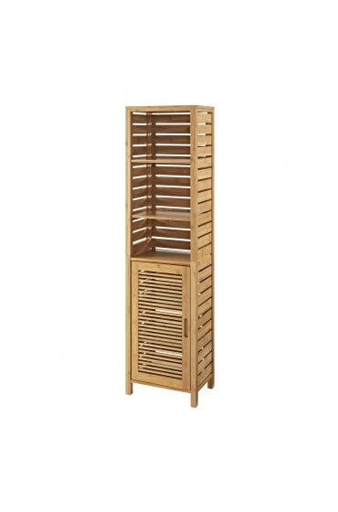 Linen Cabinets| Linon Bracken Tall Cabinet 16-in W x 61.75-in H x 11-in D Natural Bamboo Wood Freestanding Linen Cabinet - AW98757
