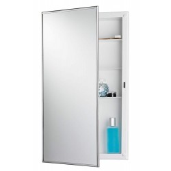 Medicine Cabinets| Jensen Builder 16-in x 26-in Recessed Stainless Steel Mirrored Rectangle Medicine Cabinet - LM19604