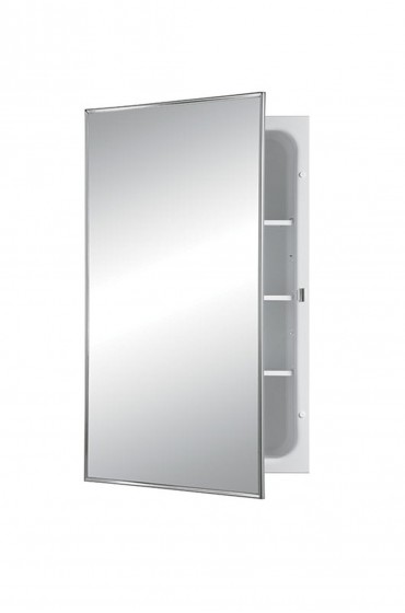 Medicine Cabinets| Jensen Styleline 16-in x 26-in Recessed Stainless Steel Mirrored Rectangle Medicine Cabinet - OY67417