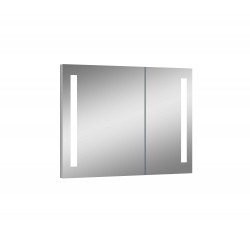 Medicine Cabinets| lighted IMPRESSIONS Royale 32-in x 28-in Lighted Recessed Aluminum Mirrored Rectangle Medicine Cabinet with Outlet - OH46616
