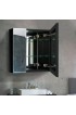 Medicine Cabinets| WELLFOR Bathroom medicine cabinet 30-in x 26-in Surface/Recessed Black Mirrored Rectangle Medicine Cabinet - BK55927