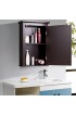 Medicine Cabinets| WELLFOR CY bathroom cabinet 22-in x 27.5-in Surface Brown Mirrored Rectangle Medicine Cabinet - JR99840