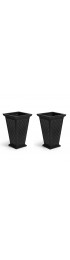 Planters, Stands & Window Boxes| FCMP Outdoor 2-Pack Medium (8-25-Quart) 15-in W x 24-in H Black Plastic Planter with Drainage Holes - CD71342