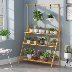 Planters, Stands & Window Boxes| FUFU&GAGA 3-tier plant stand 57-in H x 39.3-in W Wood Indoor/Outdoor Rectangular Wood Plant Stand - YV00329