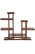 Planters, Stands & Window Boxes| Goplus 38-in H x 10-in W Brown Outdoor Rectangular Wood Plant Stand - UT13199