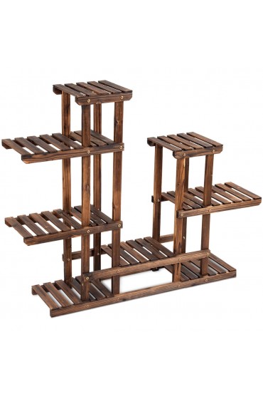 Planters, Stands & Window Boxes| Goplus 38-in H x 10-in W Brown Outdoor Rectangular Wood Plant Stand - UT13199