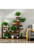Planters, Stands & Window Boxes| Goplus Costway 47.5-in H x 10-in W Brown Indoor/Outdoor Corner Wood Plant Stand - IH10193