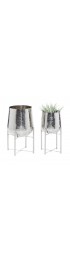 Planters, Stands & Window Boxes| Grayson Lane 10.15-in H x 10.15-in W Silver Indoor/Outdoor Round Steel Plant Stand - GL27646