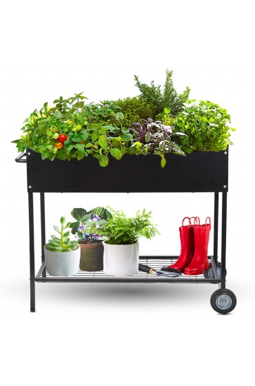 Planters, Stands & Window Boxes| KHOMO GEAR Medium (8-25-Quart) 16-in W x 28.7-in H Black Metal Raised Planter Box with Drainage Holes - IY26849
